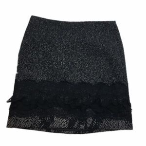 Tahari “Tweed” Layered Skirt with Ribbon Trim